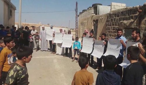 Wilayah Syria: Protest in southern countryside of Idlib entitled, No to the Manmade Constitutions...Yes to the Constitution based on the Islamic Aqeedah