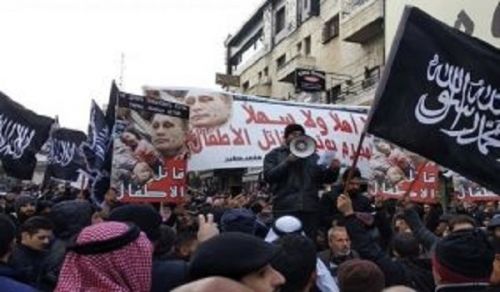 Palestine Mass Stand of Rejection to Putin&#039;s Visit and the Symbols of French and British colonialism!
