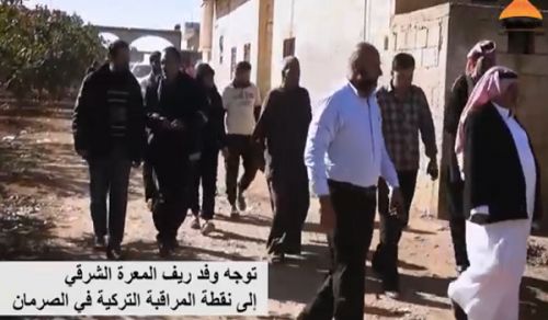 Minbar Ummah: Delegate from Notables in Maarrat al-Nu&#039;man gives Message to the Turkish Army at a Turkish Checkpoint